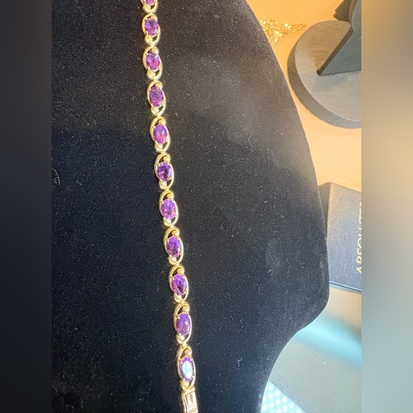 10Kt Vintage Mid Century Amethyst Bracelet - Picture 3 of 7